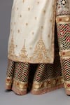 Buy_KORA_Off White Kurta Cotton Chanderi Embroidery Dori V Neck Lehenga Set _Online_at_Aza_Fashions