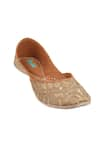 Buy_Imlee Jaipur_Brown Embroidered Leaf Pattern Juttis _Online_at_Aza_Fashions