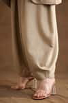 Shop_Nikasha_Beige Rayon Beads, Embroidery V-neck Yoke Kaftan Top And Baggy Pant Set _Online_at_Aza_Fashions