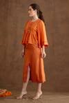 Buy_Nikasha_Orange Cotton, Silk, Rayon Beads Placement Embroidered Top And A-line Skirt Set _Online_at_Aza_Fashions
