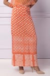 Ek Katha_Orange Cotton Linen Printed Batik Tube Skirt  _Online_at_Aza_Fashions