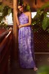 Ankita Dharman_Purple Orchid Georgette One Shoulder Kaftan_Online_at_Aza_Fashions