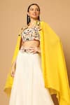 Buy_Two Sisters By Gyans_White Georgette Embroidery, Cut Work Contrast Cape And Waistband Sharara Set _Online_at_Aza_Fashions