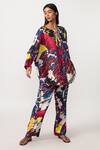 Buy_Saaksha & Kinni_Multi Color Silk Abstract Floral Print Trouser_Online_at_Aza_Fashions