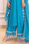 Buy_Geetika Jain_Blue Kurta And Palazzo Slub Silk Embroidered Cut Dori Floral Set _Online_at_Aza_Fashions