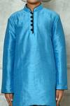 Petite Pomme_Blue Silk, Cotton Straight Kurta And Dhoti Pant Set _Online_at_Aza_Fashions