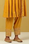Buy_Ikshita Choudhary_Yellow Modal, Cotton, Tissue Embroidery, Sequins Floral Hand Anarkali Pant Set _Online_at_Aza_Fashions