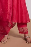 Label Mansi Nagdev_Red Chanderi Embroidery, Mirrors, Pearls Kashfiya Mukaish Flared Kurta Set _Online_at_Aza_Fashions