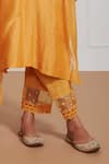 Label Mansi Nagdev_Yellow Chanderi Embroidery, Mirrors, Pearls Round Shazana Mukaish Kurta Set _Online_at_Aza_Fashions