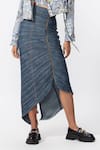 Shop_Saaksha & Kinni_Blue Denim Plain Micro Pleated Skirt _Online_at_Aza_Fashions