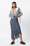 Saaksha & Kinni_Blue Denim Plain Micro Pleated Skirt _at_Aza_Fashions