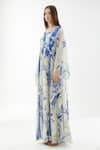 Shop_KoAi_Blue Chiffon Floral Round Pattern Kaftan _Online_at_Aza_Fashions