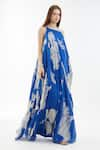 KoAi_Blue Chiffon Hibiscus Round Pattern Maxi Dress _Online_at_Aza_Fashions