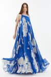 Buy_KoAi_Blue Chiffon Hibiscus Round Pattern Maxi Dress _Online_at_Aza_Fashions