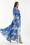 KoAi_Blue Chiffon Floral Pattern Cape_Online_at_Aza_Fashions