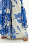 KoAi_Blue Chiffon Floral Pattern Pant _Online_at_Aza_Fashions