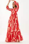 KoAi_Multi Color Chiffon Abstract V Neck Pattern Maxi Dress _Online_at_Aza_Fashions