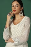 Buy_Two Sisters By Gyans_White Georgette Embroidery Sequins And Gota Patti Geometric Kurta Sharara Set 