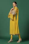 Buy_Two Sisters By Gyans_Yellow Kurta And Dupatta Georgette Embroidery Aari Work Round Yoke Set _Online_at_Aza_Fashions