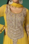 Two Sisters By Gyans_Yellow Kurta And Dupatta Georgette Embroidery Aari Work Round Yoke Set _at_Aza_Fashions