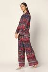 Two Sisters By Gyans_Purple Crepe Printed Abstract Spread Collar Shirt And Pant Set _Online_at_Aza_Fashions