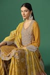 Shop_Two Sisters By Gyans_Yellow Georgette Sequins, Embroidery Round Neck And Resham Kurta Sharara Set _Online_at_Aza_Fashions