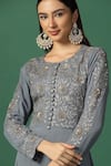 Shop_Two Sisters By Gyans_Grey Georgette Embroidery, Sequins Round Floral Bodice Anarkali With Dupatta _Online_at_Aza_Fashions
