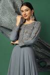 Two Sisters By Gyans_Grey Georgette Embroidery, Sequins Round Floral Bodice Anarkali With Dupatta _at_Aza_Fashions