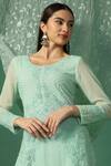 Two Sisters By Gyans_Green Georgette, Organza Embroidery, Sequins Round Resham Kurta Sharara Set _at_Aza_Fashions