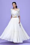 Buy_Raasa_Ivory Lehenga Georgette, Top Organza Gyan Embellished Draped And Tiered Set _Online_at_Aza_Fashions