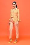 Buy_Raasa_Orange Georgette Printed Floral Shirt Collar Ulta Tulip And Pant Set _Online_at_Aza_Fashions