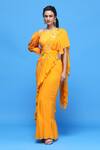 Buy_Raasa_Orange Georgette Embroidery Sequin Pre-draped Saree With Blouse_Online_at_Aza_Fashions