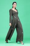 Raasa_Green Crepe Embroidered Sequin And Thread Work Tulip Flared Jumpsuit  _Online_at_Aza_Fashions