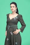 Raasa_Green Crepe Embroidered Sequin And Thread Work Tulip Flared Jumpsuit  _at_Aza_Fashions