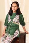 Buy_Littlecheer_Green Modal, Satin Gota Patti Border Kurta Dhoti Pant Set _Online_at_Aza_Fashions