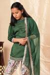 Buy_LittleCheer_Green Kurta Modal Satin Printed Floral Straight Dhoti Pant Set _Online_at_Aza_Fashions