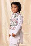 Littlecheer_White Viscose, , Printed Kurta Set With Asymmetric Panel Jacket _Online_at_Aza_Fashions