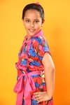 Shop Littlecheer Multi Color Viscose, Satin Butterfly Print Shirt Dress With Belt Online at Aza Fashions Shop_Littlecheer_Multi Color Viscose, Satin Butterfly Print Shirt Dress With Belt _Online_at_Aza_Fashions