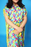 Shop_Littlecheer_Multi Color Viscose, Satin Feather Print Kaftan Dress _Online_at_Aza_Fashions