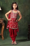 Buy_LittleCheer_Red Kurta Viscose Cotton Printed Sleeveless Patiala Salwar Set _Online_at_Aza_Fashions