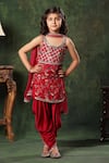 Buy_LittleCheer_Red Kurta Viscose Cotton Printed Floral Sleeveless Patiala Salwar Set _Online_at_Aza_Fashions