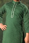 Shop_Littlecheer_Green Cotton Satin Solid Kurta And Pyjama Set _Online_at_Aza_Fashions