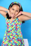 Shop Littlecheer Multi Color Viscose, Satin Feather Print Handkerchief Dress Online at Aza Fashions Shop_Littlecheer_Multi Color Viscose, Satin Feather Print Handkerchief Dress _Online_at_Aza_Fashions