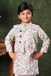 Buy_Littlecheer_White Viscose, , Printed Kurta Set With Asymmetric Panel Jacket _Online_at_Aza_Fashions