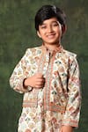 Littlecheer_Multi Color Viscose, , Geometric Print Nehru Jacket And Kurta Set _Online_at_Aza_Fashions