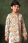 Buy_Littlecheer_Multi Color Viscose, , Geometric Print Nehru Jacket And Kurta Set _Online_at_Aza_Fashions