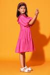 Littlecheer Pink Cotton Ruffles Balloon Sleeve Tiered Dress Online at Aza Fashions Littlecheer_Pink Cotton Ruffles Balloon Sleeve Tiered Dress _Online_at_Aza_Fashions