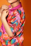 Buy_LittleCheer_Multi Color Viscose Satin Printed Floral Roll-up Sleeve Shirt _Online_at_Aza_Fashions