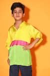 LittleCheer_Multi Color Viscose Satin Solid Front Buttoned Band Collar Shirt _Online_at_Aza_Fashions