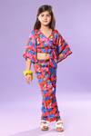 Littlecheer_Multi Color Viscose Butterfly Print Crop Top And Pant Set _Online_at_Aza_Fashions